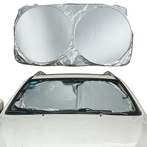 JWMY 車のフロントガラス用サンシェード 紫外線カット　車用サンバイザーカバー フロント日除け　フロントガラスカバー　日よけ　折り畳み式の車の日除け フロント日除け　フロントガ