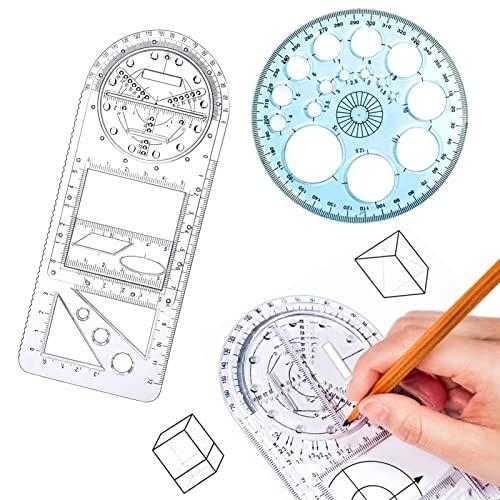 Toplive 多機能幾何定規 多機能描画定規 多機能図面ユニバーサル定規 回転角円定規 製図定規 ...