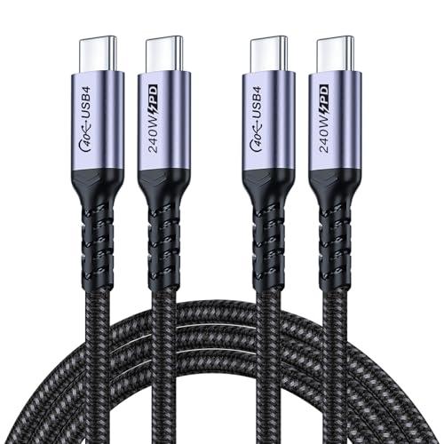 2m USB 4線2本、SUMPK 240 W USB CからUSB C線、高速40 Gbpsデータ...