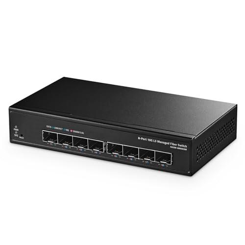Binardat 8ポート 10ギガビット SFP+ マネージドスイッチ 1G/10G SFP+モジ...