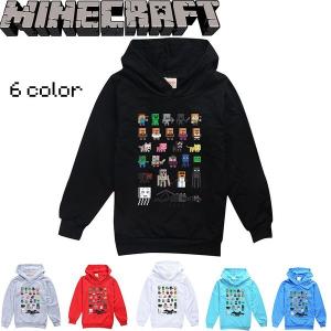 即納 送料無料 マインクラフト パーカー 長袖 薄手 ロングTシャツ Tシャツ トップス 子供服 キッズ 小学生 男の子 女の子 誕生日 プレゼント