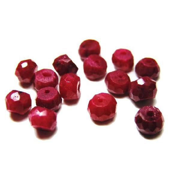 天然石ビーズ　ルビーボタンカット　3×4　　コランダム　1粒