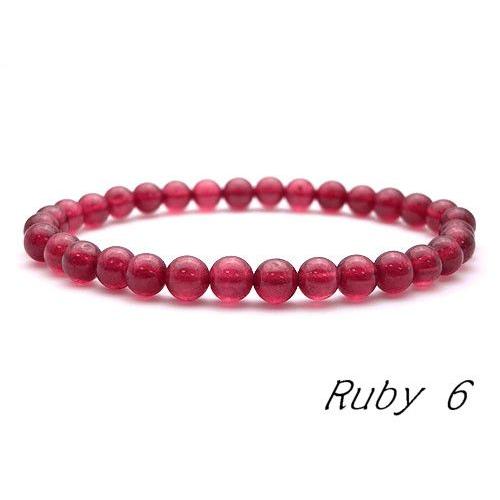 宝石質ブレスレット ルビー ６.０ミリ玉 内寸15センチ　　
