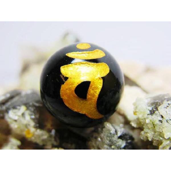 天然石ビーズ　オニキス梵字彫刻12mm【バン】