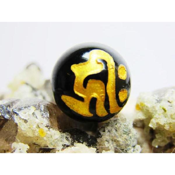 天然石ビーズ　オニキス梵字彫刻12mm【 キリーク： 】