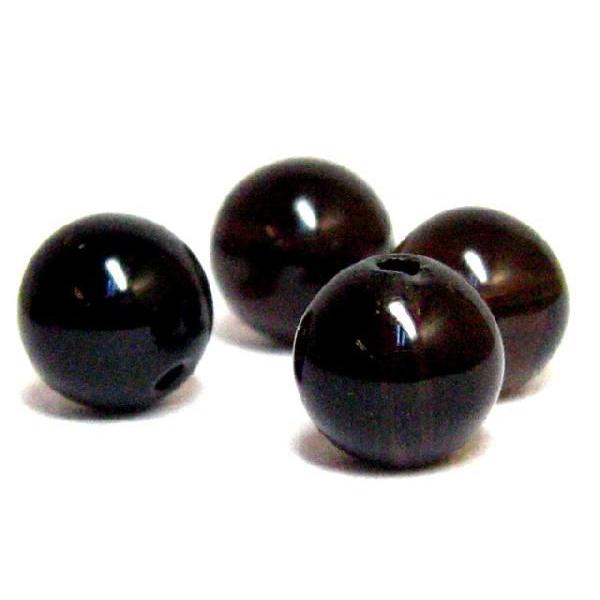 黒水晶８mm玉/１粒売り 放射熱処理ビーズ