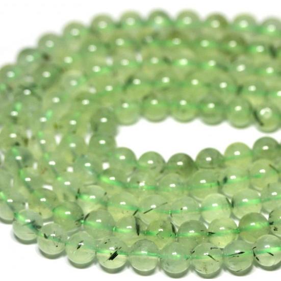 おすすめ！粒売ビーズ　プレナイト 葡萄石　8.0mm玉　1連/40cm　内包物有