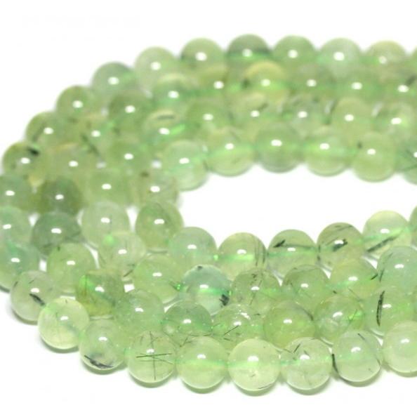 おすすめ！粒売ビーズ　プレナイト 葡萄石　10.0mm玉　1連/40cm　内包物有