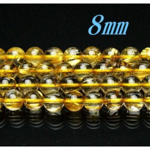 ルチルクォーツ AAA 8mm丸玉 穴あり 1粒売り 天然石 パワーストーン