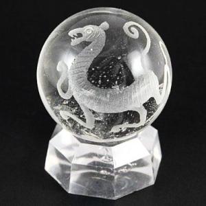 サービス品！風水四神　手彫りの丸玉 水晶白虎 40mm玉　【宅急便のみ対応】