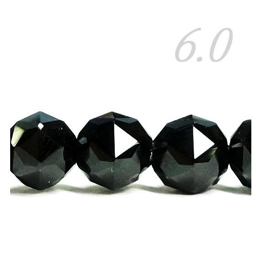 天然石ビーズ モリオン スターカット (黒水晶) 6.0mm  1粒売り