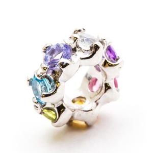 18金ホワイトゴールド ダイヤモンド ロンデル アミュレット 鏡面 7.0mm 1個