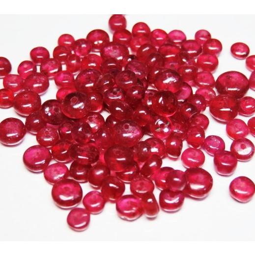 ルビー AAAA 約4〜5mm ボタン型１粒売りサービス品 宝石質高級ビーズ