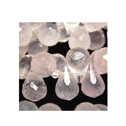 高品質ビーズ ローズクォーツ  ブリオレットカット ドロップ 9×6×6mm AAA 1粒売り バラ...