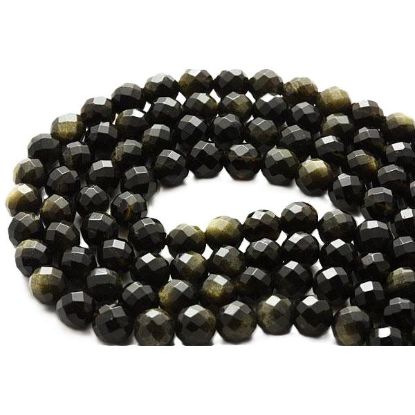 ゴールドオブシディアン 64面カット 6.0mm玉 1粒売 天然石ビーズ 丸玉 ばら売り アクセサリ...