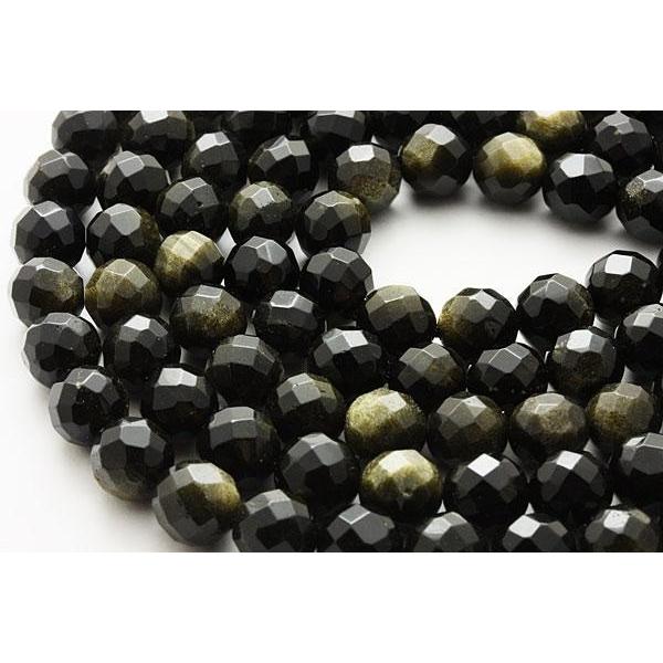 ゴールドオブシディアン 64面カット 8.0mm玉 1粒売 天然石ビーズ 丸玉 ばら売り アクセサリ...
