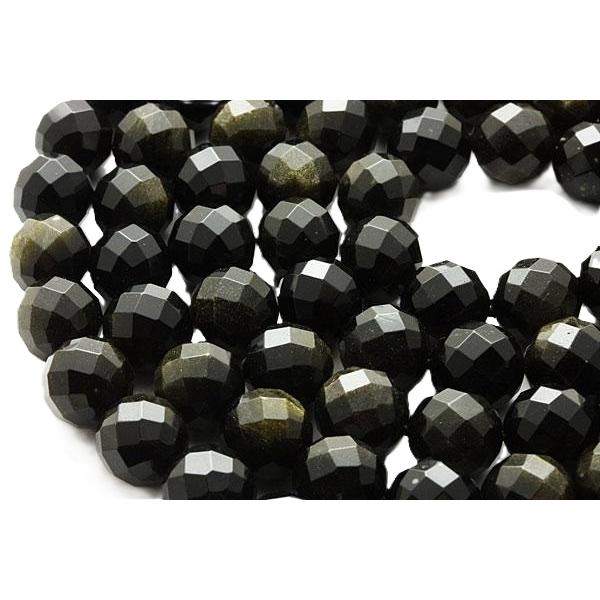 ゴールドオブシディアン 64面カット 10.0mm玉 1粒売 天然石ビーズ 丸玉 ばら売り アクセサ...