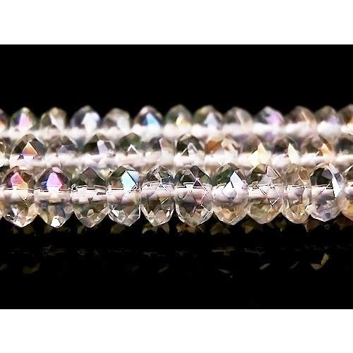 天然石ビーズ アクアクリスタル(オーロラクリスタル) ボタンカット 4×6mm玉 1粒売 丸玉 アク...