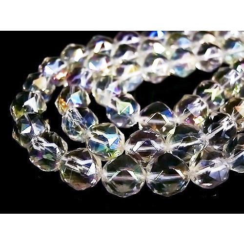 天然石ビーズ アクアクリスタル(オーロラクリスタル) スターカット 10.0mm玉 1粒売 丸玉 ア...