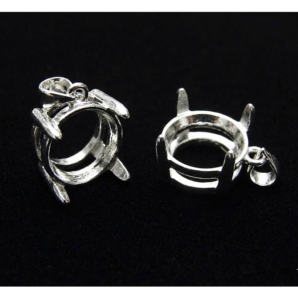 Silver925 ペンダント空枠アクセサリーパーツ ラウンドファセットカット 8.0mm ロジウム...