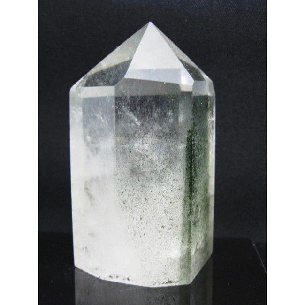 現物売り ガーデン水晶ポイント 苔入り水晶 85×50ミリ(高さ×幅) 重さ 230ｇ 1本売り 六...