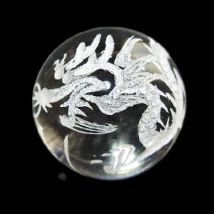 高品質手彫彫刻 龍水晶 34mm玉/56g 風水四神 丸玉 置物 現物売り