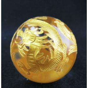 高品質手彫彫刻 龍水晶 34mm玉/56g 風水四神 丸玉 置物 現物売り