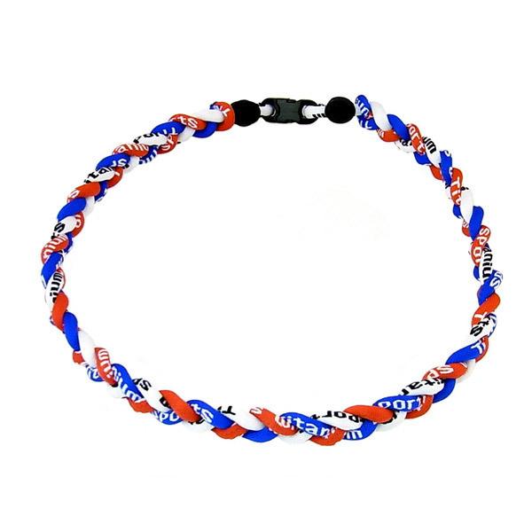 No.11　白色　赤色　青色　三つ編みネックレス スポーツネックレス ゲルマニウムネックレス チタン...