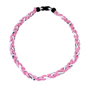 No.34 白色 ピンク色　三つ編みネックレス スポーツネックレス 三つ編み ゲルマニウムネックレス チタンネックレス