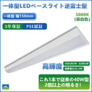 【LVYUAN】 LED ベースライト 40w 器具一体型 直付型 幅150 LED蛍光灯 天井直付け 逆富士形 消費電力32.5W 5200LM シーリングライト キッチンベースライト