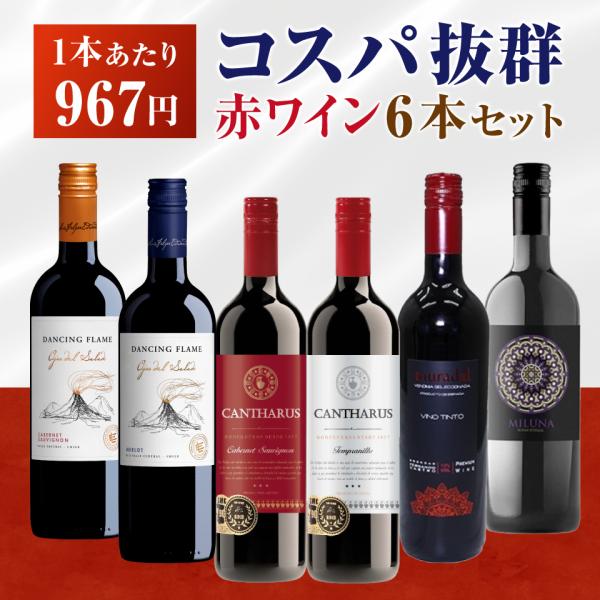 【送料無料】コスパ赤ワイン6本セット 赤ワイン飲み比べ 詰め合わせ ギフト プレゼント ソムリエ お...