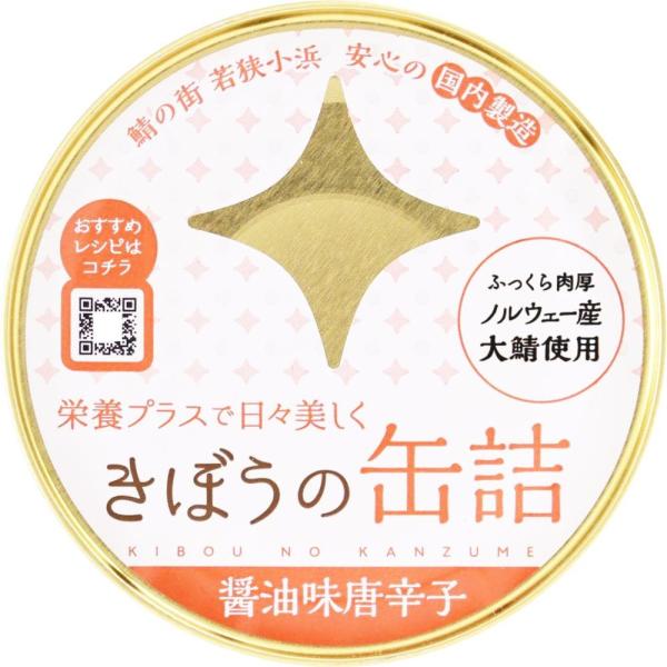 きぼうの缶詰 鯖味付け唐辛子１８０ｇ ノルウェー産大鯖使用 無添加 国内製造 鯖缶 味付け 鯖醤油煮...