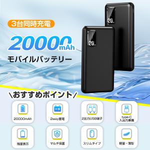モバイルバッテリー 軽量 22000mAh 2...の詳細画像1