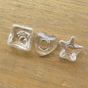 【アクセサリーパーツ】ガラスドーム スクエア・スター・ハート...