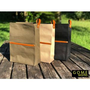 GOME works GOME BUKURO 帆布 × レザー バッグ ハンドメイド シンプル クラフト 本革 アウトドア グッズ キャンプ 用品【新着商品】｜m-and-agency