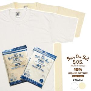 SOS from Texas メンズ Tシャツ S/S CREW TEE ST-1000 オーガニック コットン Tシャツ ティー シャツ 無地 生成り おしゃれ クルーネック ナチュラル アメリカ製｜m-and-agency