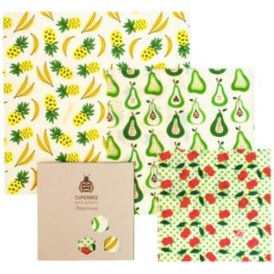 蜜蝋 SuperBee Beeswax Wraps ミツロウラップ | 再利用可能なフードラップ | オーガニック エコロジー みつろう エコラップ Fruit Punch
