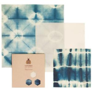 蜜蝋 SuperBee Beeswax Wraps ミツロウラップ | 再利用可能なフードラップ | オーガニック エコロジー みつろう エコラップ Bee Indigo