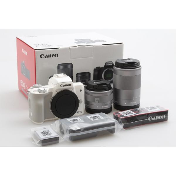 Canon キャノン EOSKissM/W 白 White イオスキスエム ダブルズームキット EO...