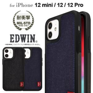 スマホケース iPhone 12 12mini 12Pro 対応 EDWIN エドウィン サイドオーナメント 耐衝撃 ブランド 背面 ケース｜m-channel
