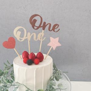 全8色 /グリッター / 木製風 / Oneケーキトッパー　1歳　お誕生日
