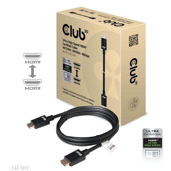Club3D HDMI 2.1 4K120Hz 8K60Hz 48Gbps Male/Male 2m...