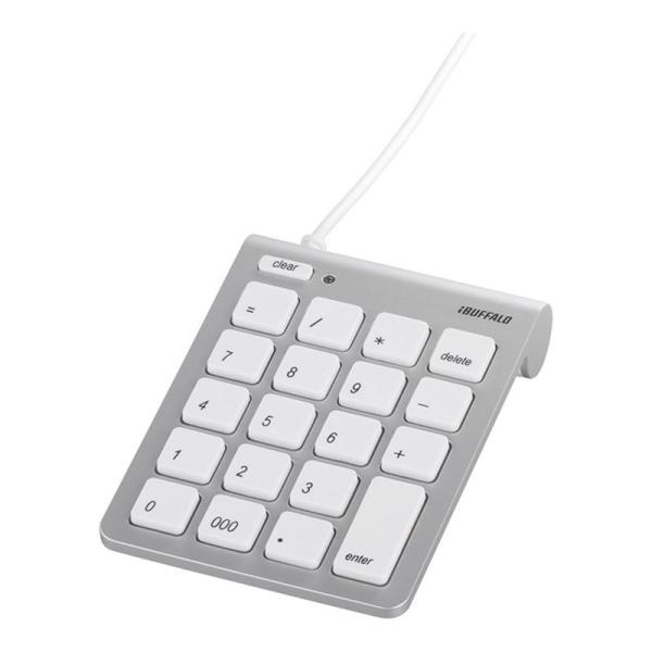 iBUFFALO テンキーボード Mac用 USB接続 スリム 独立キー シルバー BSTK08MS...
