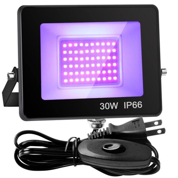 ブラックライト 30W LED投光器 UVライト紫外線投光器 防水IP66 UVレジン 硬化用 3D...