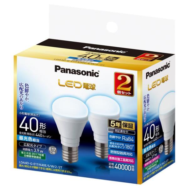 パナソニック ミニクリプトン型 LED電球 E17口金 電球40形相当 昼光色相当(3.9W) 広配...