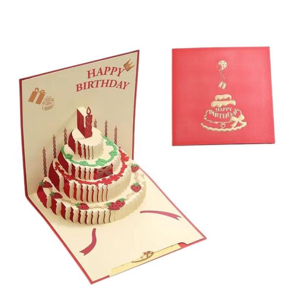 Bluwhale 誕生日ケーキカード バースデーカード 立体カード 3D メッセージカード 記念日 ...