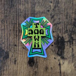 【ST-1014】Dogtown Skateboard ドッグタウン STICKER スケートボード ステッカー Green Foil Cross Logo 3.8×3.2