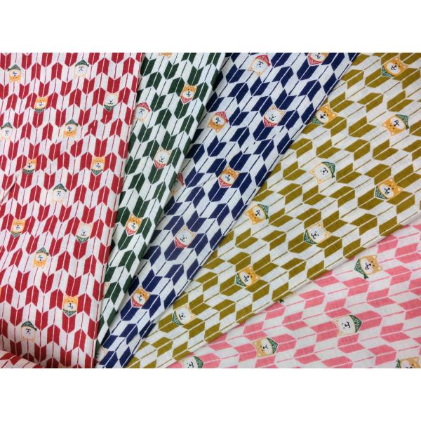 コスモ　矢絣と柴犬　ドビー生地　AP-11902