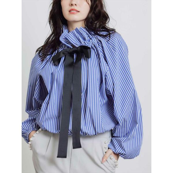 PICCIN ピッチン 即日発送  ザビエルストライプブラウス 149070 リボンブラウス 長袖ブ...