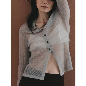 【新品未使用】anukeシアーボーダーニットシャツ anuke（アンヌーク） SALE50%OFF anuke 2026springsummer トップス
